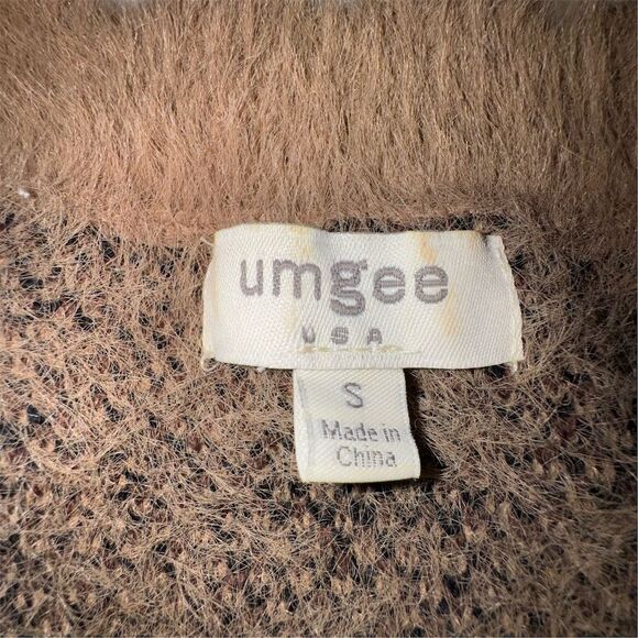 Umgee Women's V-Neck Fuzzy Leopard Animal Print Sweater Brown Size S Oversized - Picture 6 of 10